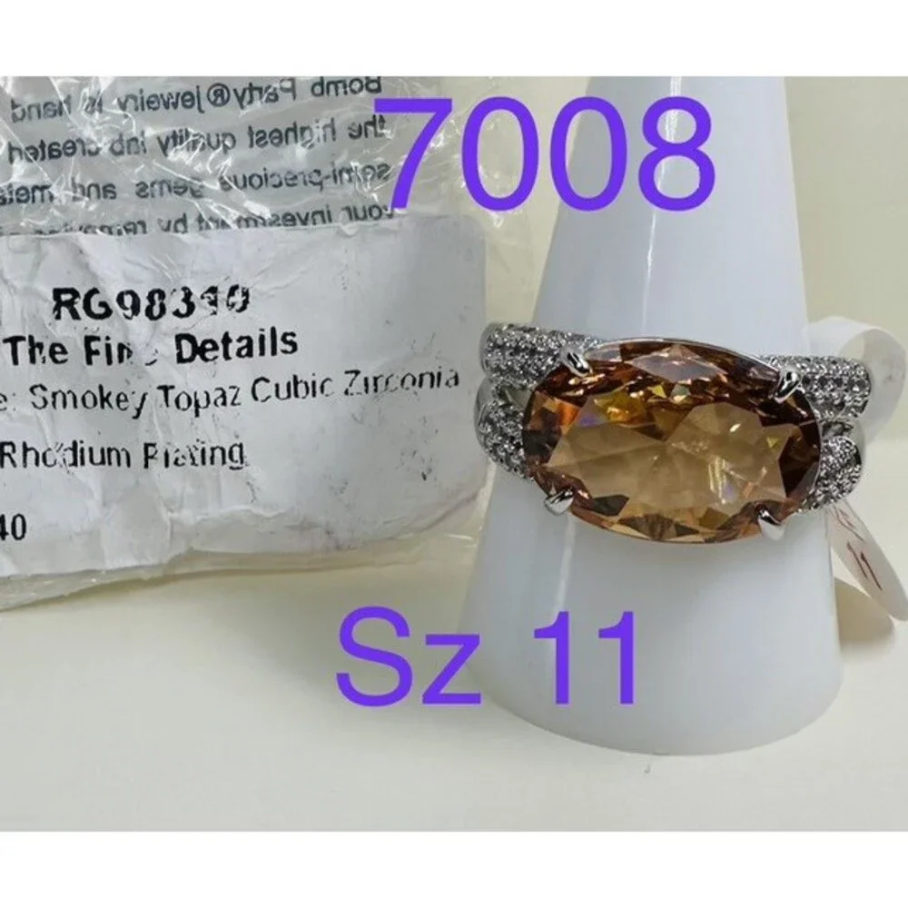 NIB Bomb Party The Fine Details RG98310 Smokey Topaz CZ Ring Size 11 NWT